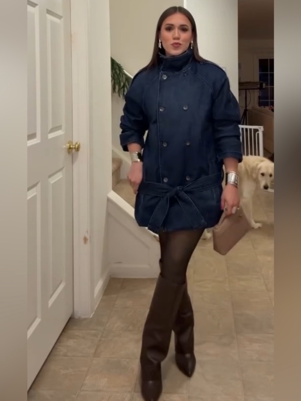 Zara Denim Trench Coat. Oversized. small. NWOT